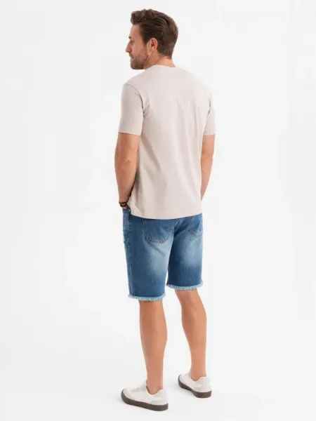 Trendy rifľové kraťasy s odreninami- modré- muži