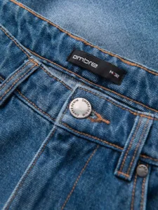Trendy rifľové kraťasy s odreninami- modré- muži