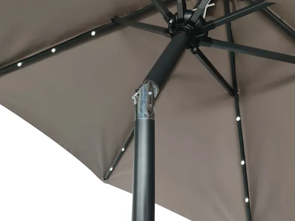 Záhradný slnečník Houseland Luna s LED osvetlením 270 cm tmavo hnedý
