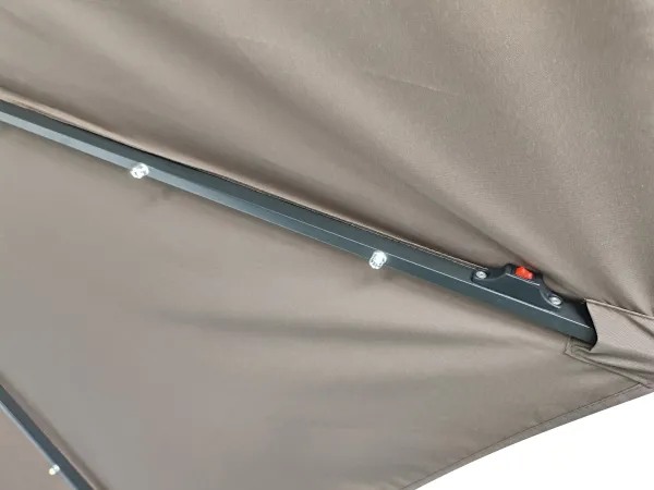 Záhradný slnečník Houseland Luna s LED osvetlením 270 cm tmavo hnedý
