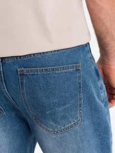 Trendy rifľové kraťasy s odreninami- modré- muži