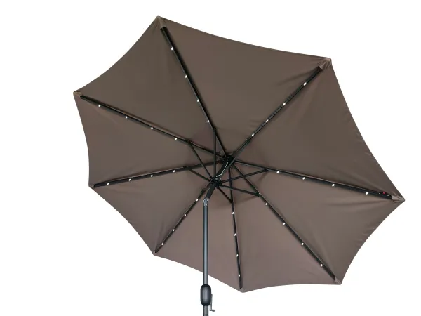 Záhradný slnečník Houseland Luna s LED osvetlením 270 cm tmavo hnedý