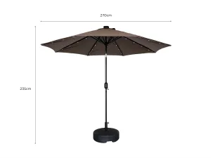 Záhradný slnečník Houseland Luna s LED osvetlením 270 cm tmavo hnedý