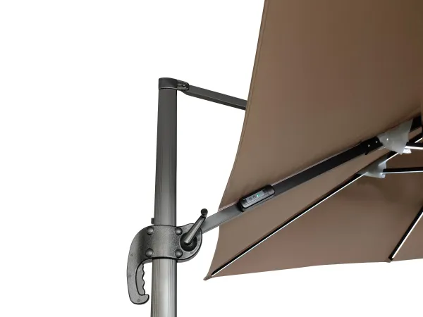 Záhradný slnečník Houseland Vexon s LED osvetlením 300x300 cm svetlohnedý