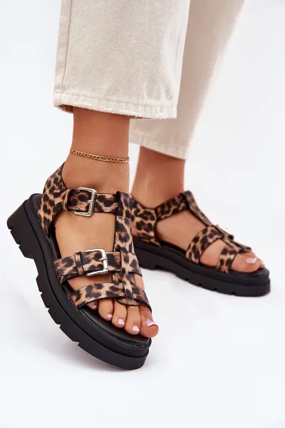 Boto Dámske Eko Kožené Sandále S Prackami Leopard Jeneliena
