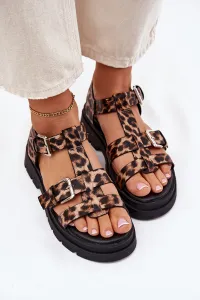 Boto Dámske Eko Kožené Sandále S Prackami Leopard Jeneliena