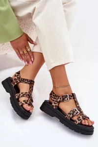 Boto Dámske Eko Kožené Sandále S Prackami Leopard Jeneliena