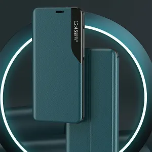MG Eco Leather View knižkové puzdro na iPhone 13 Pro, modré