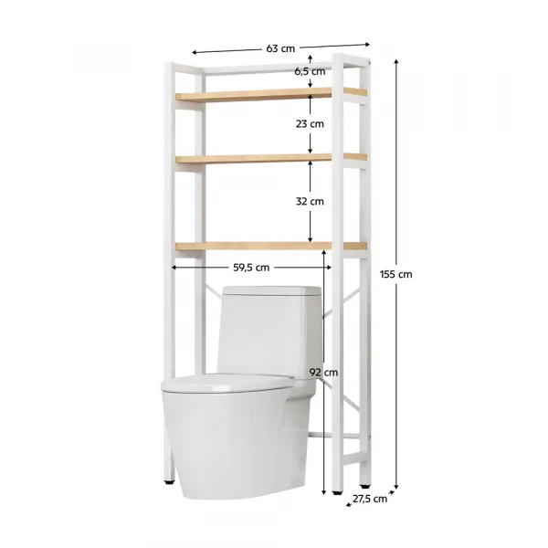Regál nad WC, dub natural/biela, BALRAM