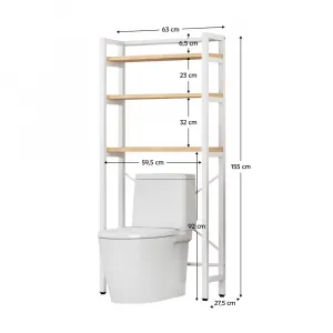 Regál nad WC, dub natural/biela, BALRAM