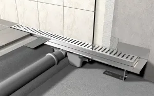 Alcadrain Podlahový žľab s okrajom pre perforovaný rošt as nastaviteľným golierom k stene APZ4-850 APZ4-850