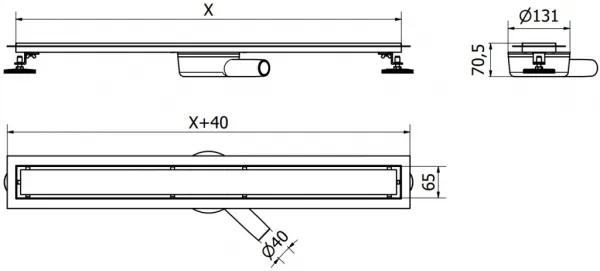 MEXEN/S - Flat 360° M33 podlahový žľab otočný 100, čierny 1733100-40