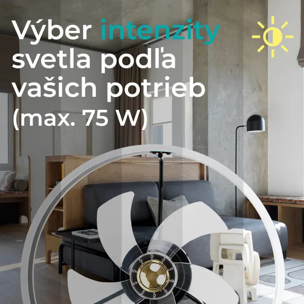 Noaton 16050B Atria, čierna, stropný ventilátor so svetlom