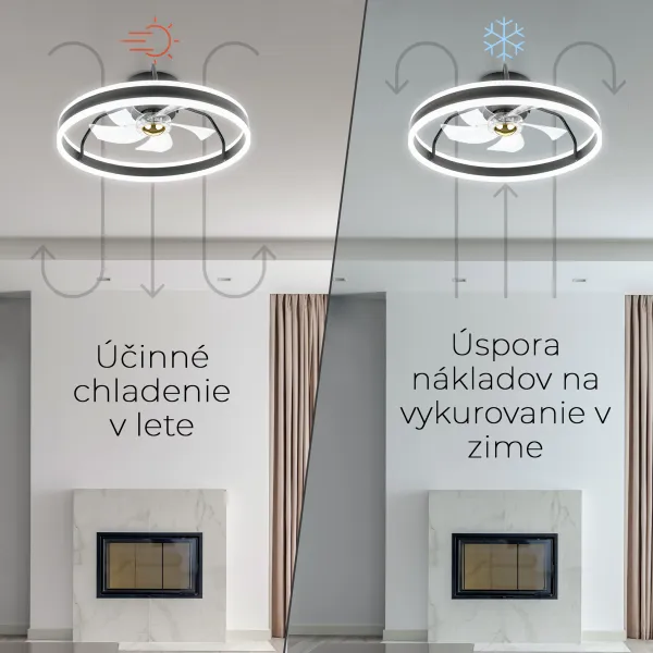 Noaton 16050B Atria, čierna, stropný ventilátor so svetlom