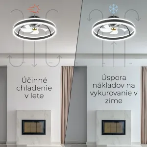 Noaton 16050B Atria, čierna, stropný ventilátor so svetlom