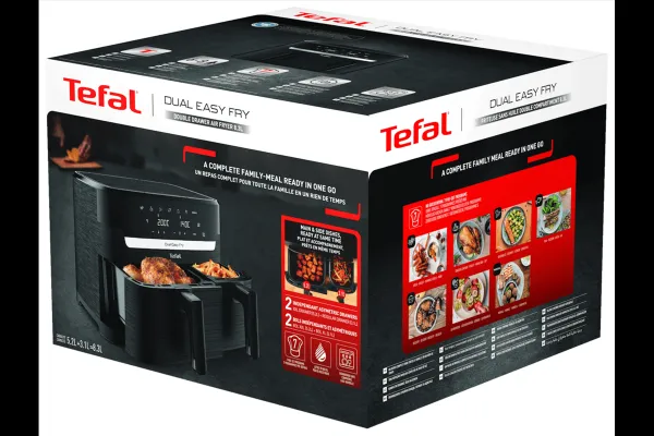 Teplovzdušná fritéza Tefal Dual Easy Fry EY901N10 Čierna