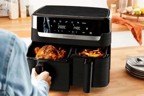 Teplovzdušná fritéza Tefal Dual Easy Fry EY901N10 Čierna