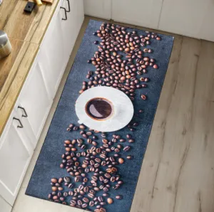 Protišmykový koberec / behúň 3338 KITCHEN sivý / hnedý