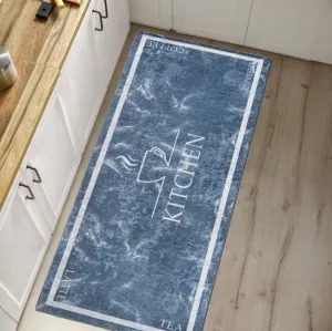 Protišmykový koberec / behúň 46741 KITCHEN sivý / biely