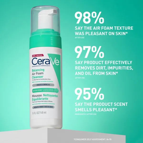 CeraVe Cleansers Balancing Air Foam Cleanser čistiaca pena pre normálnu až zmiešanú pleť 148 ml
