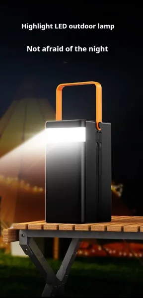 Powerbanka 60 000 mAh, 22,5W PD, 4 USB + 2 káble, LED svetlá, čierna