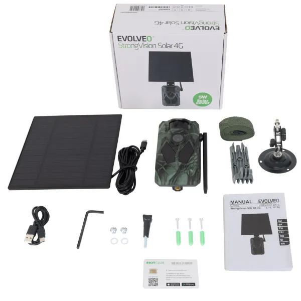 EVOLVEO StrongVision Solar 4G, fotopast se 4G, Aplikací a solárním panelem