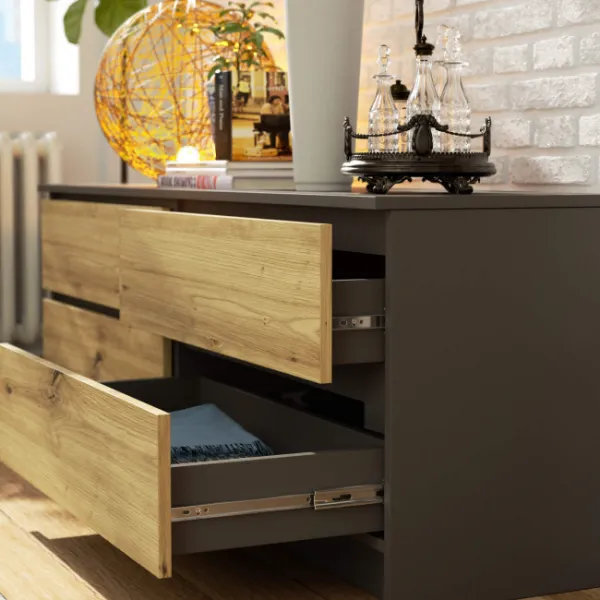 Ak furniture Komoda Kuba 160 cm grafit/dub artisan