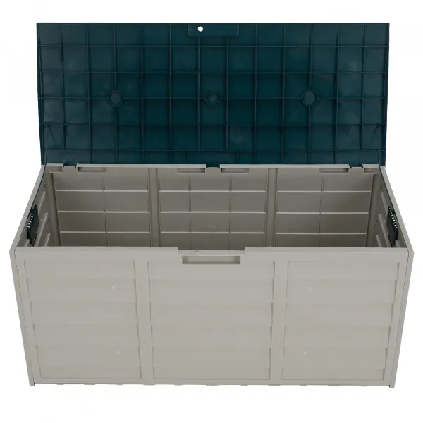 Záhradný úložný box, sivá/zelená, KORTEZ