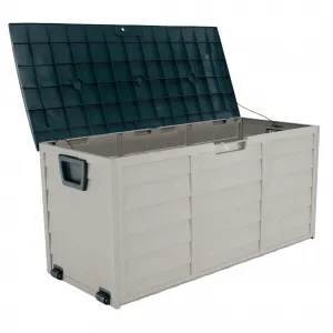 Záhradný úložný box, sivá/zelená, KORTEZ