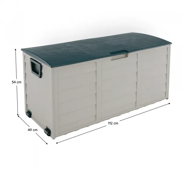 Záhradný úložný box, sivá/zelená, KORTEZ