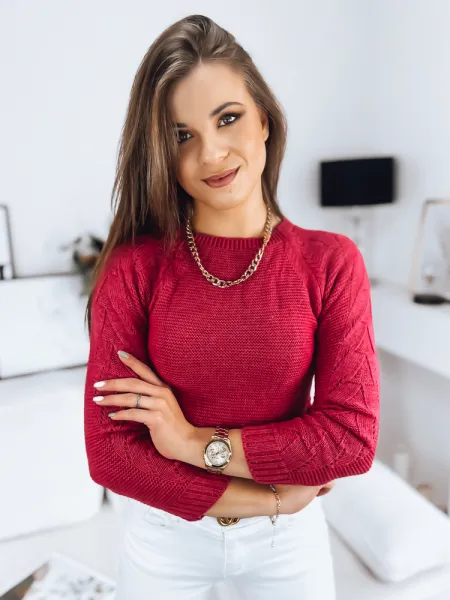 Dámsky ažúrový sveter TAMI Farba ružová DSTREET