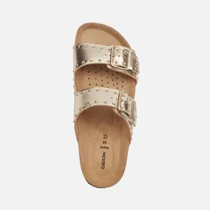 Gold women's slippers Geox Brionia R - Women's