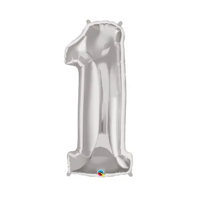 Balónik z fólie s číslicou 1 strieborný 92cm