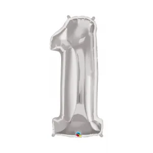 Balónik z fólie s číslicou 1 strieborný 92cm