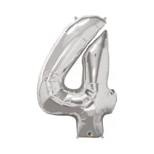 Balónové fóliové číslice 4 strieborné 92cm