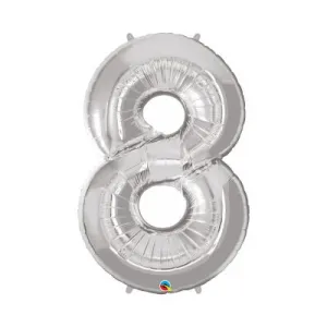 Fóliový balón s číslicou 8 strieborný 92cm