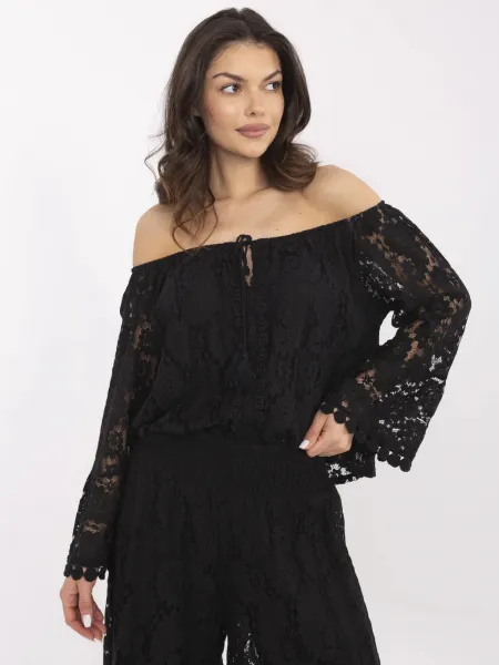 Factory Dámska čipkovaná blúzka v boho štýle – viac farieb Farba: Čokoládová, Veľkosť: UNI