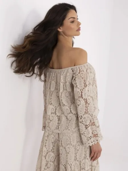 Factory Dámska čipkovaná blúzka v boho štýle – viac farieb Farba: Čokoládová, Veľkosť: UNI
