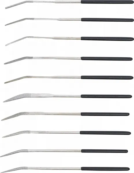 BGS Technics BGS technic 1921 – Sada zahnutých diamantových pilníkov 140 x 3 mm, 10-dielna
