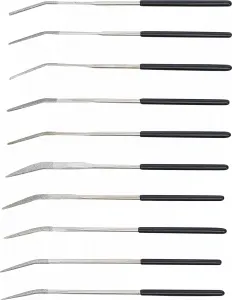 BGS Technics BGS technic 1921 – Sada zahnutých diamantových pilníkov 140 x 3 mm, 10-dielna