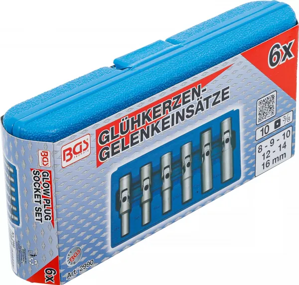 BGS Technics BGS technic 2990 – Sada kĺbových hlavíc na žhaviace sviečky 3/8", 6-dielna