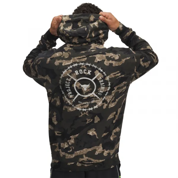 Pánska mikina s kapucňou UNDER ARMOUR PROJECT ROCK AOP Terry HD-GRN