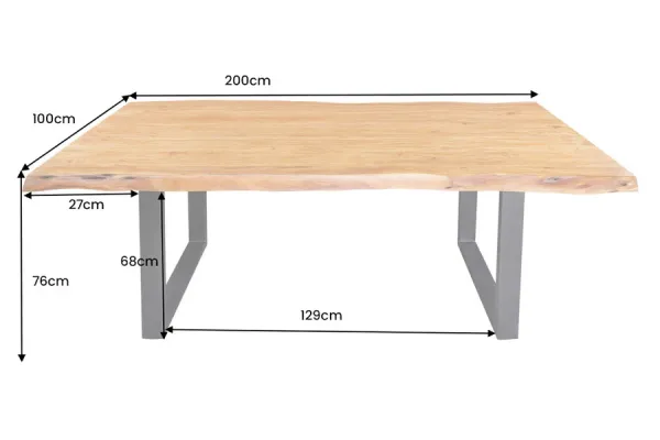 Jedálenský stôl ATHAMÁS akácia 5 cm Dekorhome