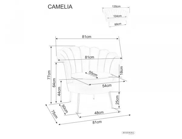 Signal Dvojmiestna pohovka Camellia zamat béžová