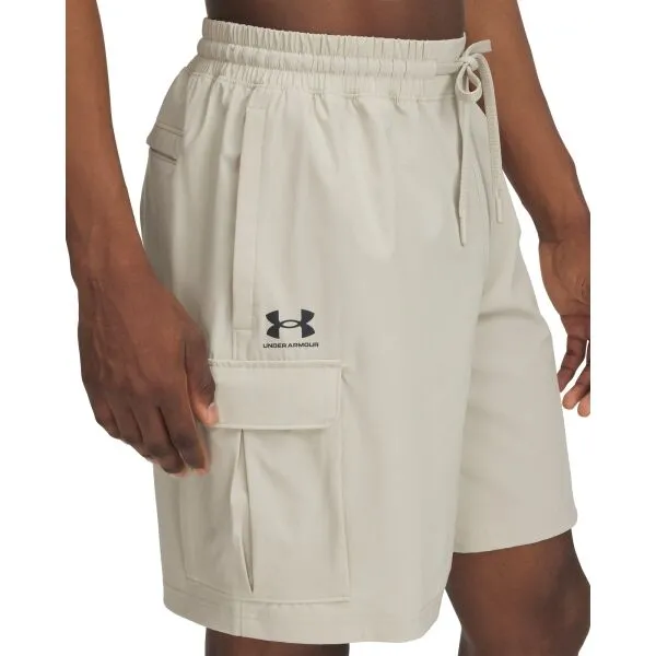 Under Armour VIBE WOVEN Pánske krátke nohavice, béžová, veľkosť M