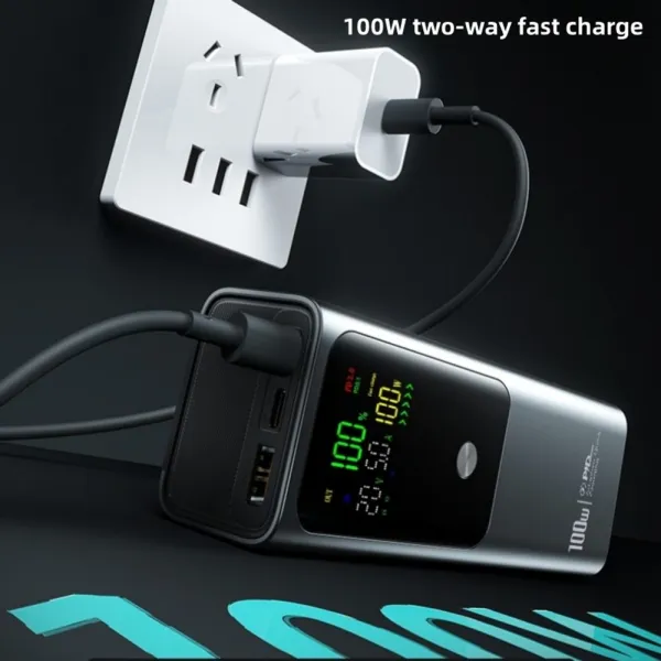 Kompaktná powerbanka na rýchle nabíjanie notebookov, 100W, 20 000 mAh, čierna