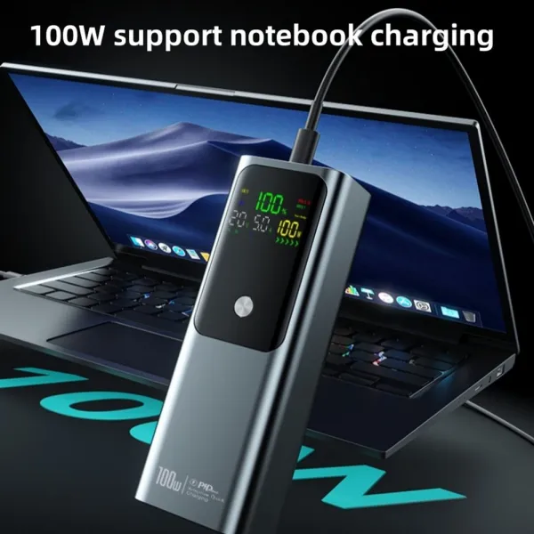 Kompaktná powerbanka na rýchle nabíjanie notebookov, 100W, 20 000 mAh, čierna
