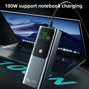 Kompaktná powerbanka na rýchle nabíjanie notebookov, 100W, 20 000 mAh, čierna
