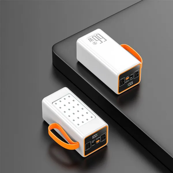Powerbanka 60 000 mAh, 66W PD, LED panel, biela