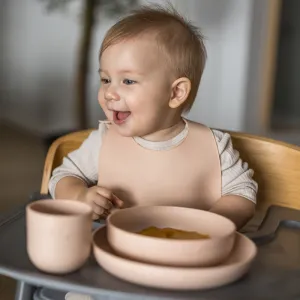 LOVI Tableware Set with Cup jedálenská sada Nude 3 ks